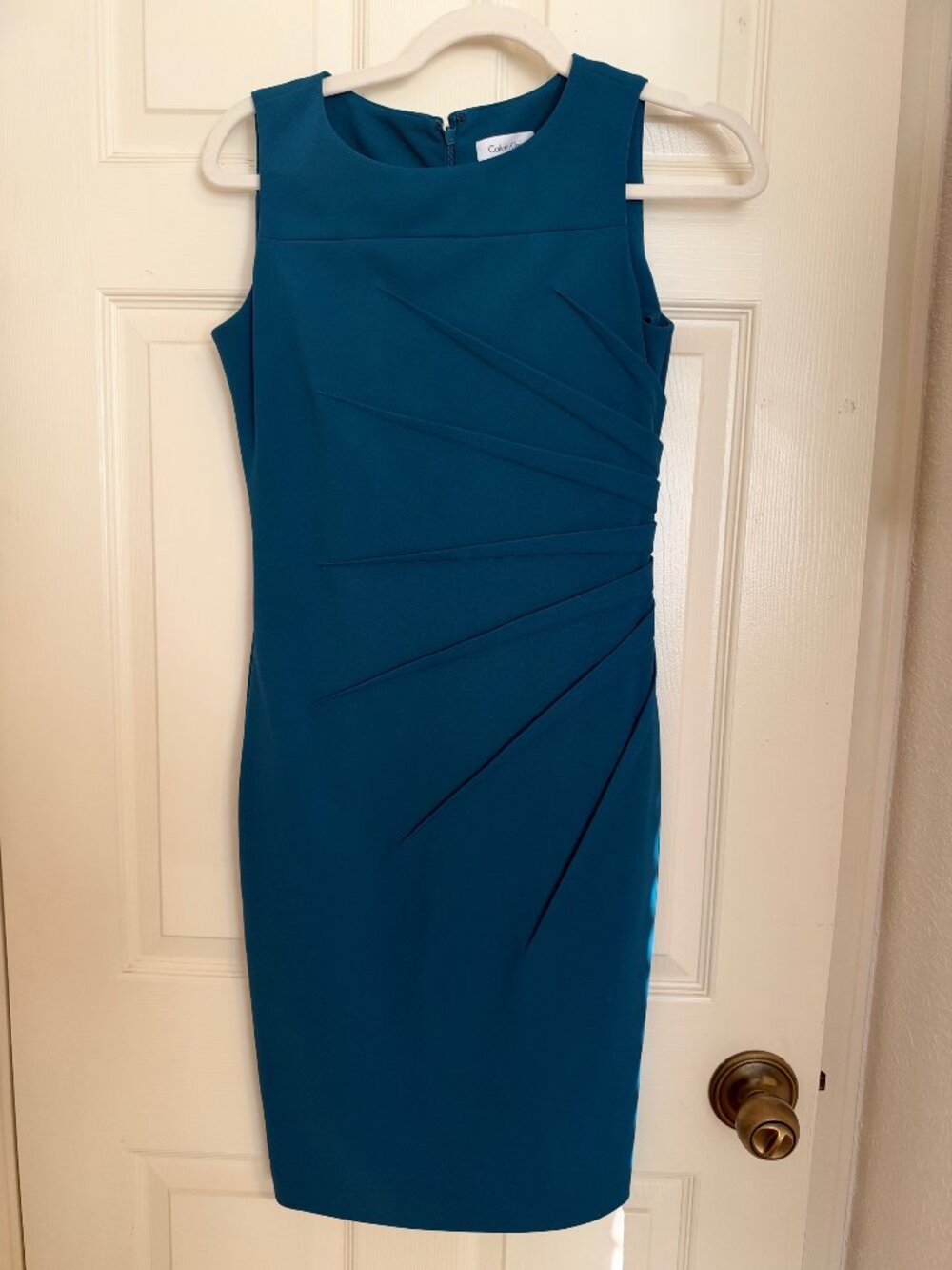 Teal Green Calvin Klein Sunburst Dress - Plus Business Formal